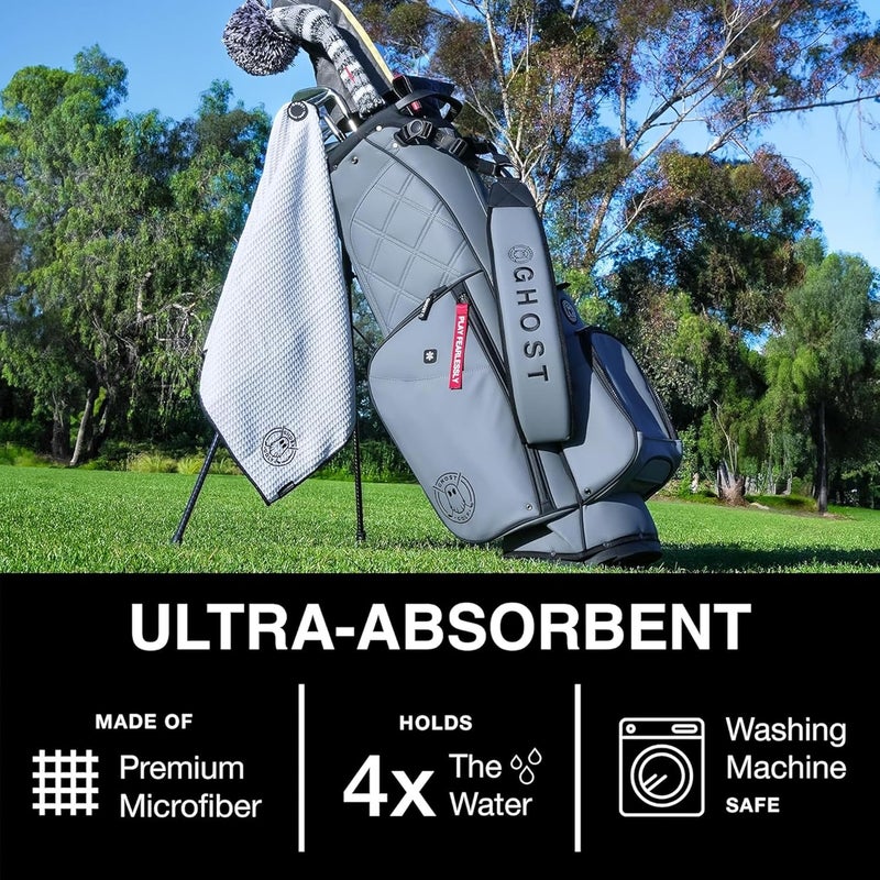 Ghost Golf Magnetic Towel (Caddie) - Premium Ultra-Absorbent Microfiber Golf Towel with Magnet for Golf Carts or Clubs - 18" x 40" Golfing Gear - Waffle Weave Pattern (Green) - Image 5